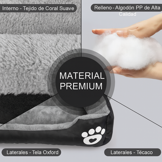 Cama Para Mascota, Impermeable Y Antideslizante - 50x40x15 cm Negro Gris