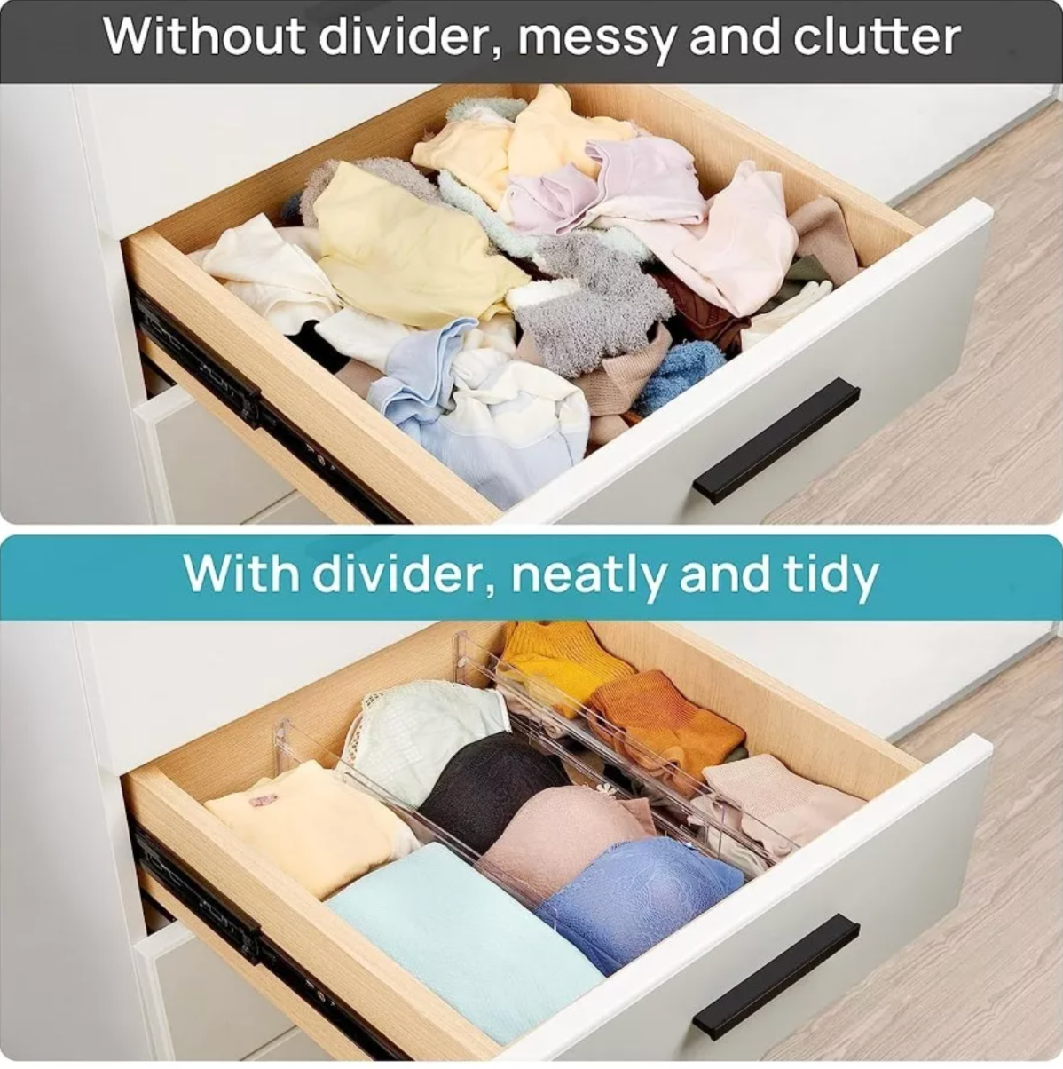 Separadores Divisores de Cajones Ajustables Set de 4