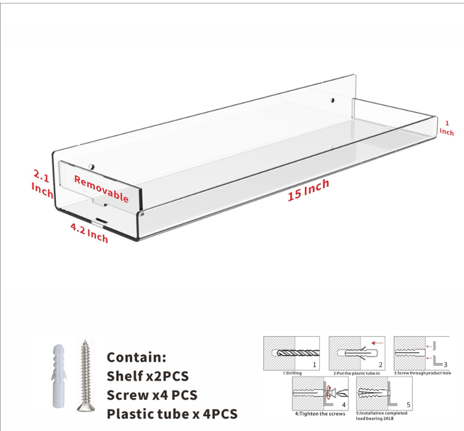 Estantes Repisas Anchos de Acrílico Set de 4