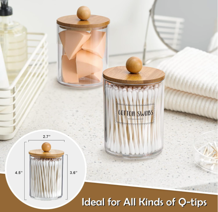 Set x 4 Dispensadores Tarros Con Tapas de Bamboo
