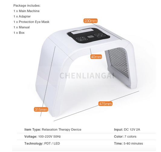 Cabina Led Máscara Led Facial Y Corporal 7 Colores