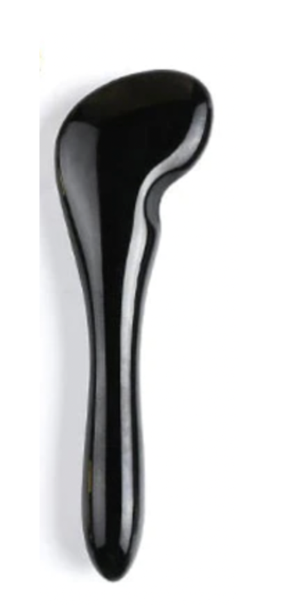 Piedra Guasha en L De Obsidiana Negra ReflexologĂa