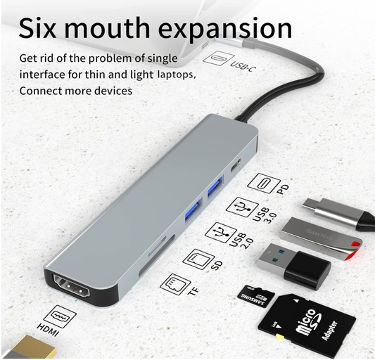 Hub USB-C 6 en 1 con HDMI 4K
