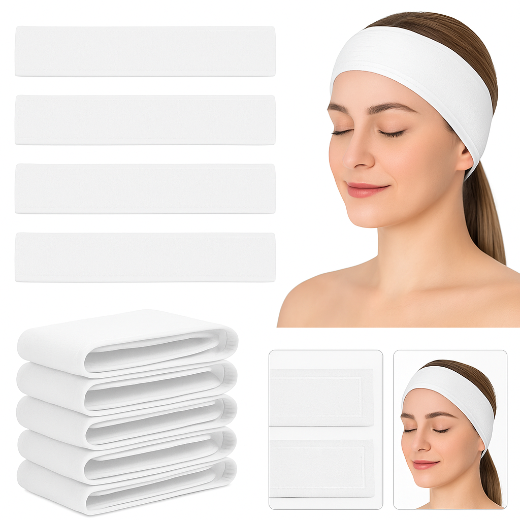 Vincha Diadema Elástica Cosmetología, Maquillaje. Pack De 5 Unidades