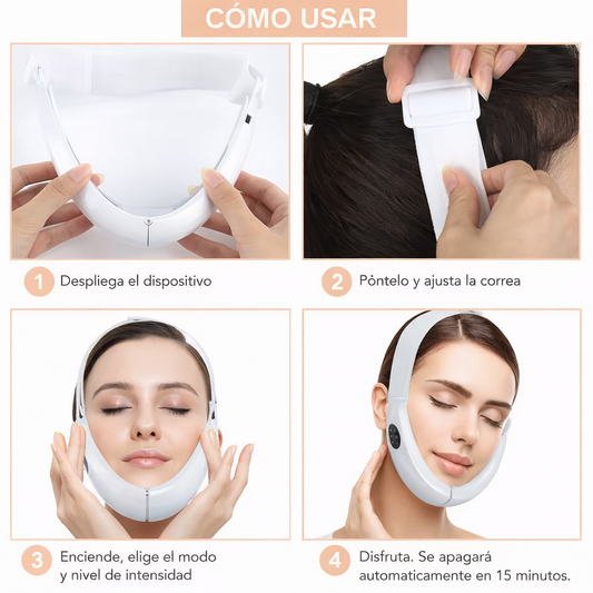 Modelador Facial Faja con microcorrientes, Fototerapia y Microvibracion
