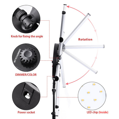 Luz Led Estrella Gigante 92cm 180W 1152 LEDs Trípode Dimmer