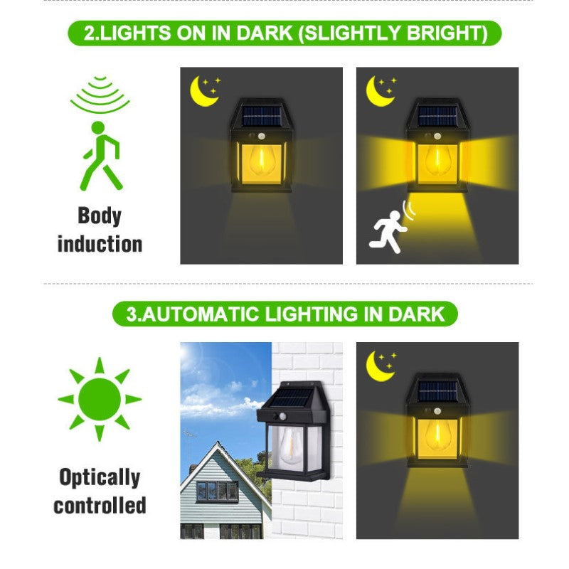 Luz Farol Led solar para de exterior con sensor de movimiento, 3 modos de iluminación IP65 impermeables.