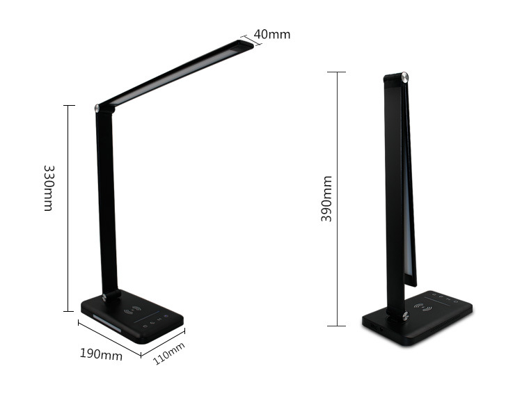 Lámpara LED de escritorio multifuncional con cargador rápido inalámbrico