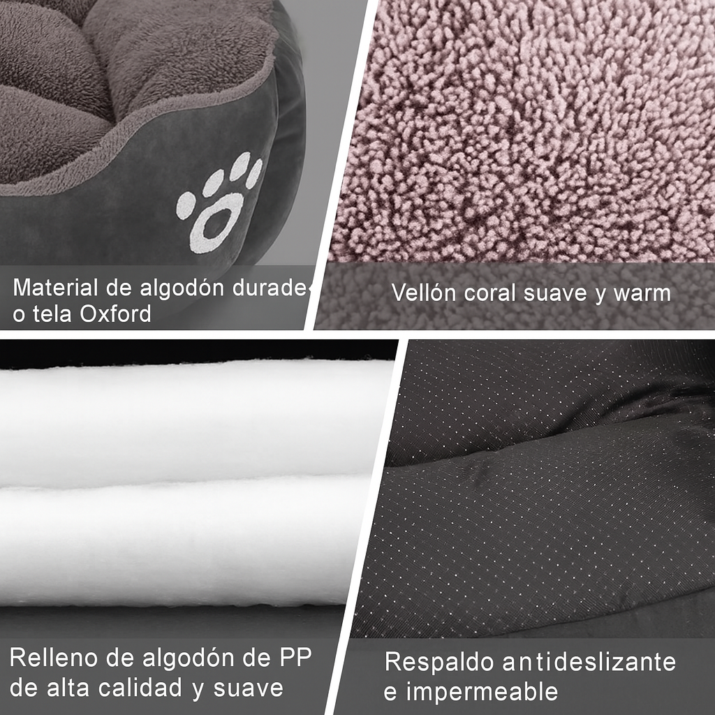Cama Para Mascota, Impermeable Y Antideslizante - 50x40x15 cm Negro Gris
