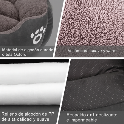 Cama Para Mascota, Impermeable Y Antideslizante - 50x40x15 cm Negro Gris