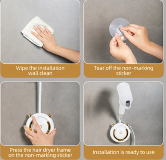Soporte Pared Ajustable para Secador de Pelo