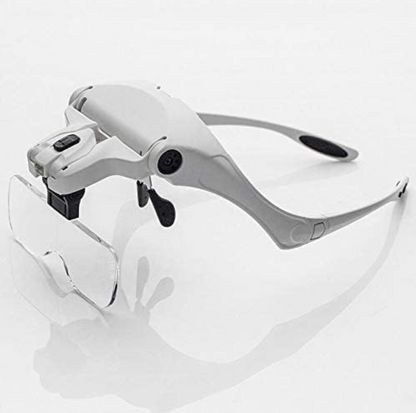 Lentes Lupa Vincha Cabeza Luz LED y 5 Lentes Intercambiables Manos Libres