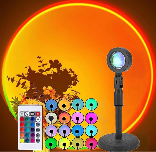 Lampara proyector sunset 16 colores control remoto decoracion
