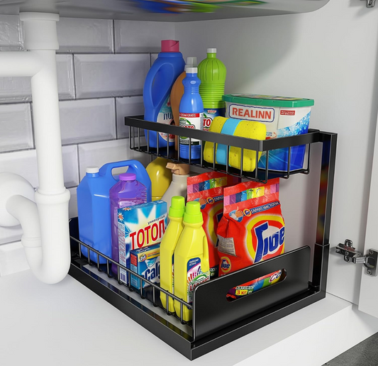 Organizador cocina 2 niveles especias bajo fregadero metal