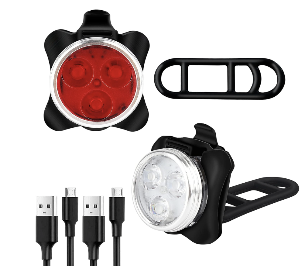 Juego de luces LED para bicicleta delantera y trasera, recargable.