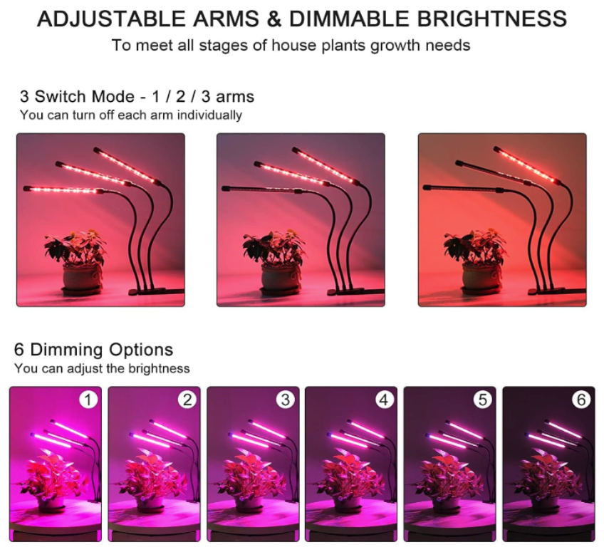 Luces de cultivo LED para plantas de interior, lámparas de encendido y apagado automático