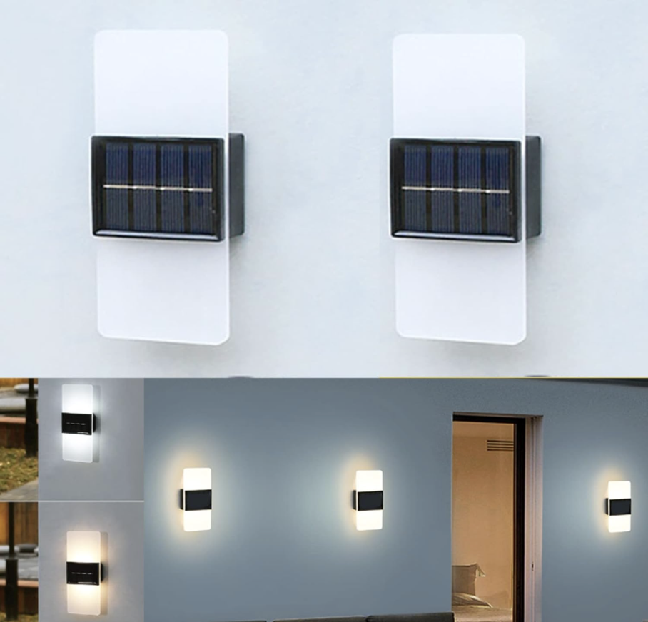 Luz solar para exteriores, blancas y cálidas, 2 colores, LED  exterior, jardín, valla, porche - 2 Unidades