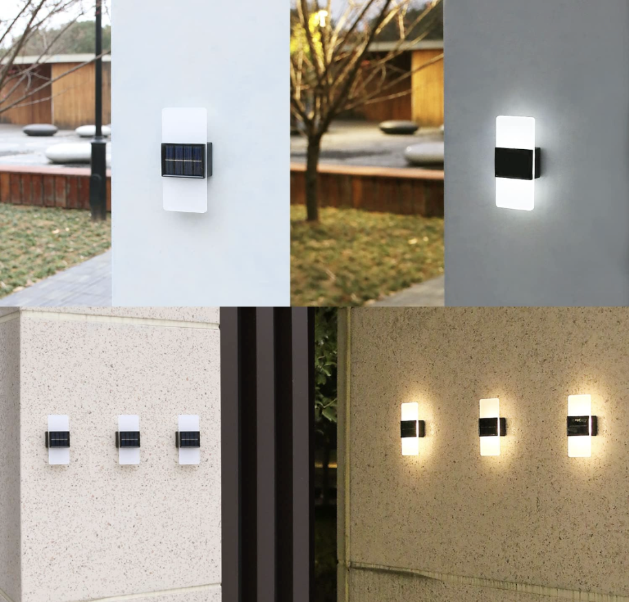 Luz solar para exteriores, blancas y cálidas, 2 colores, LED  exterior, jardín, valla, porche - 2 Unidades