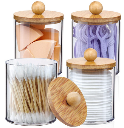 Set x 4 Dispensadores Tarros Con Tapas de Bamboo