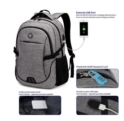 Mochila Antirrobo Notebook Puerto Usb Candado De Regalo