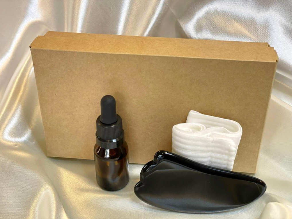 Kit Guasha Garra de Obsidiana Negra + Aceite de Almendras + Vincha Elástica de Regalo!!!