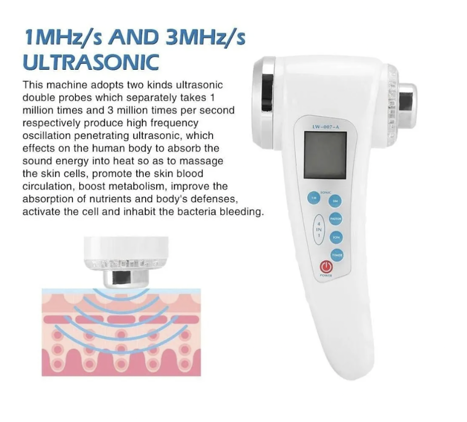 Ultrasonido Portátil 1 y 3 Mhz Facial y Corporal