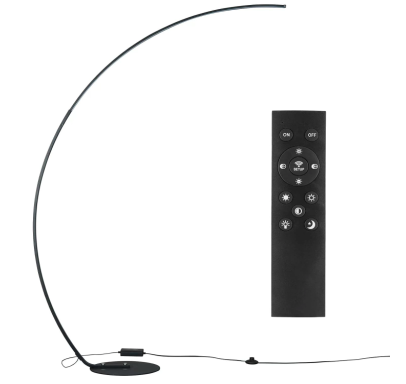 Lámpara LED de pie de arco para sala de estar con control remoto,  moderna regulable con control remoto