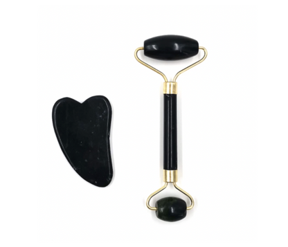 Kit Roller y Guasha de Obsidiana Negra