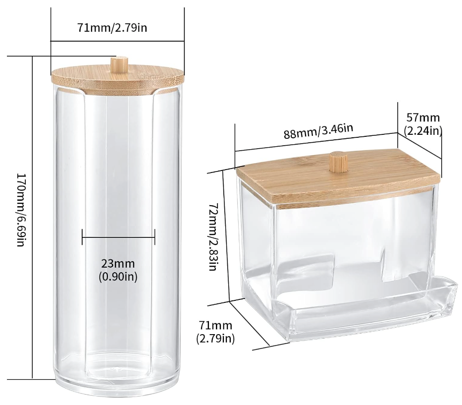 Set Dispensador de Algodón e Hisopos Kit Tapa Bamboo