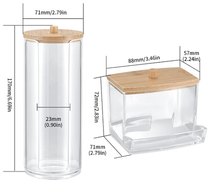 Set Dispensador de Algodón e Hisopos Kit Tapa Bamboo