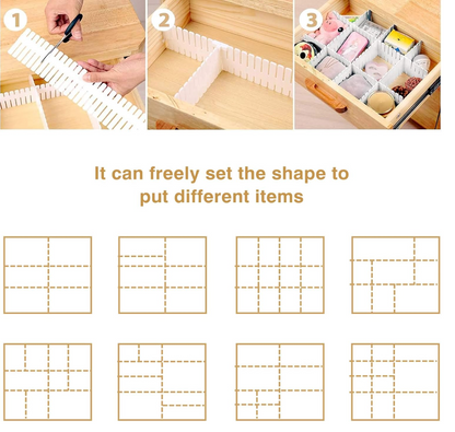 Separadores Divisores Cajón Set 4 Ajustables Cortables PP