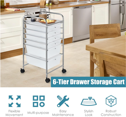Carrito Organizador De 6 Cajones Niveles De Acero Inoxidable