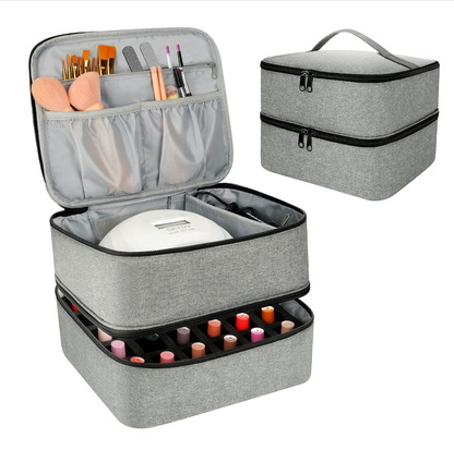Maletin Organizador Esmaltes Uñas Maquillaje Doble Capa