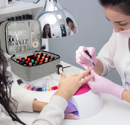 Maletin Organizador Esmaltes Uñas Maquillaje Doble Capa
