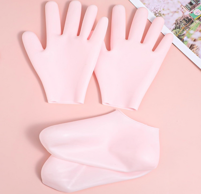 Set de Medias Calcetines y Guantes de Silicona Hidratantes