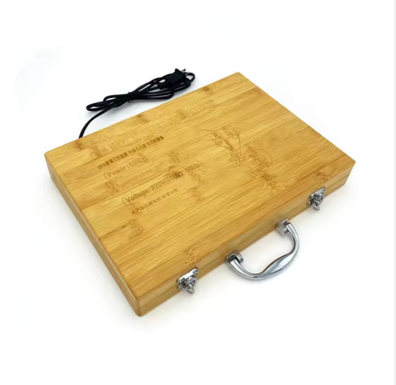 Maletín Valija Calefactor de Bambú + 16 Piedras Calientes