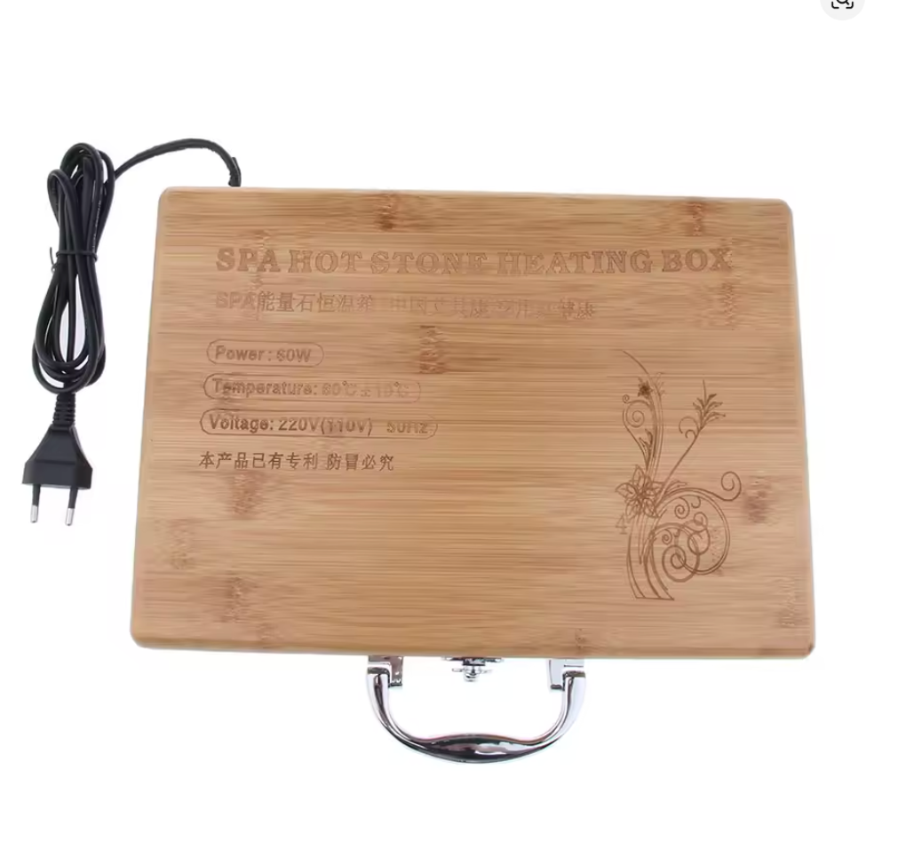 Maletín Valija Calefactor de Bambú + 16 Piedras Calientes