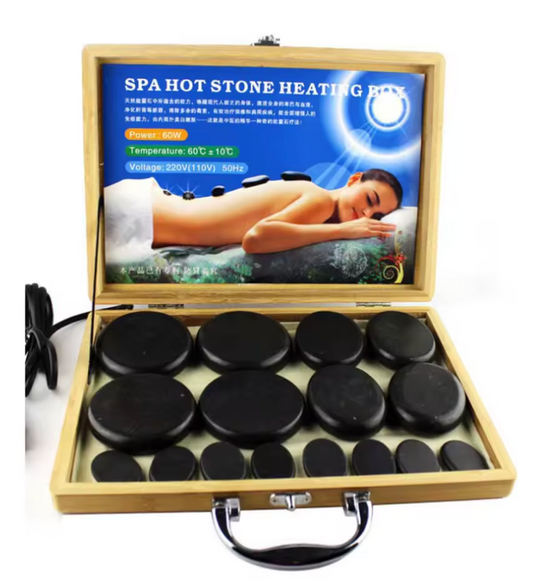 Maletín Valija Calefactor de Bambú + 16 Piedras Calientes