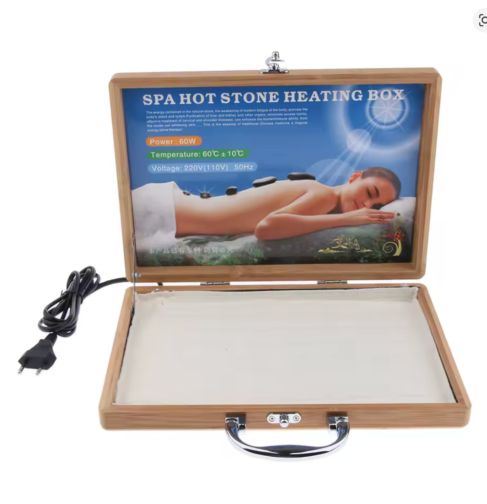 Maletín Valija Calefactor de Bambú + 16 Piedras Calientes