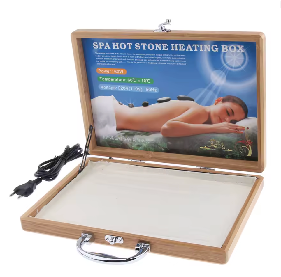 Maletín Valija Calefactor de Bambú + 16 Piedras Calientes