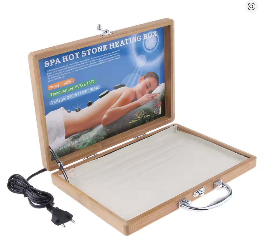 Maletín Valija Calefactor de Bambú + 16 Piedras Calientes