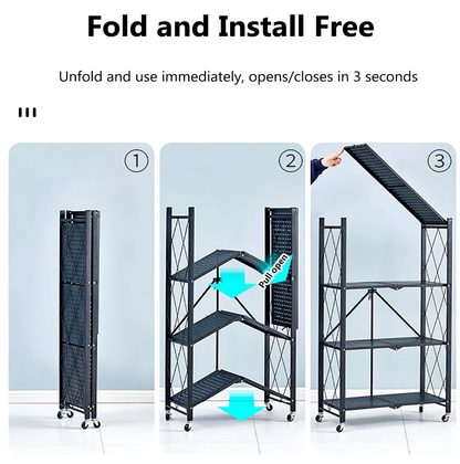 Estante Metálico Plegable de 5 Niveles con Ruedas
