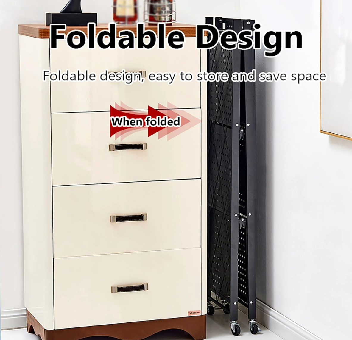 Estante Metálico Plegable de 5 Niveles con Ruedas