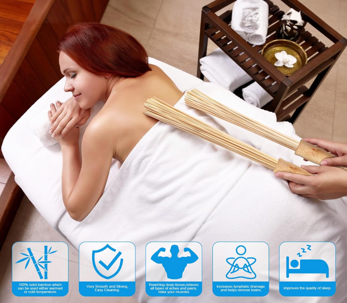 Varilla Vara de Masaje de Bambú Maderoterapia