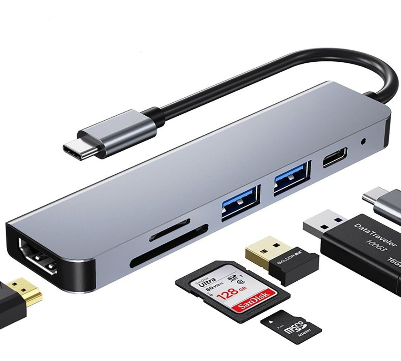 Hub USB-C 6 en 1 con HDMI 4K