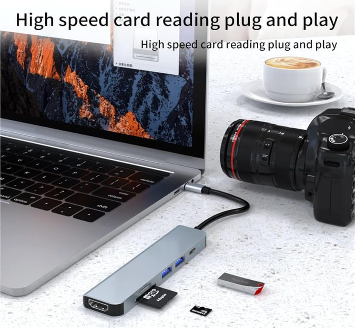 Hub USB-C 6 en 1 con HDMI 4K