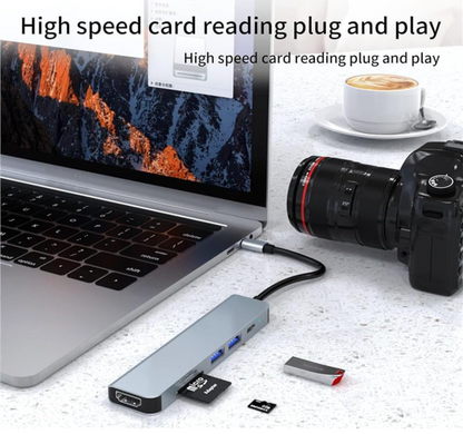 Hub USB-C 6 en 1 con HDMI 4K