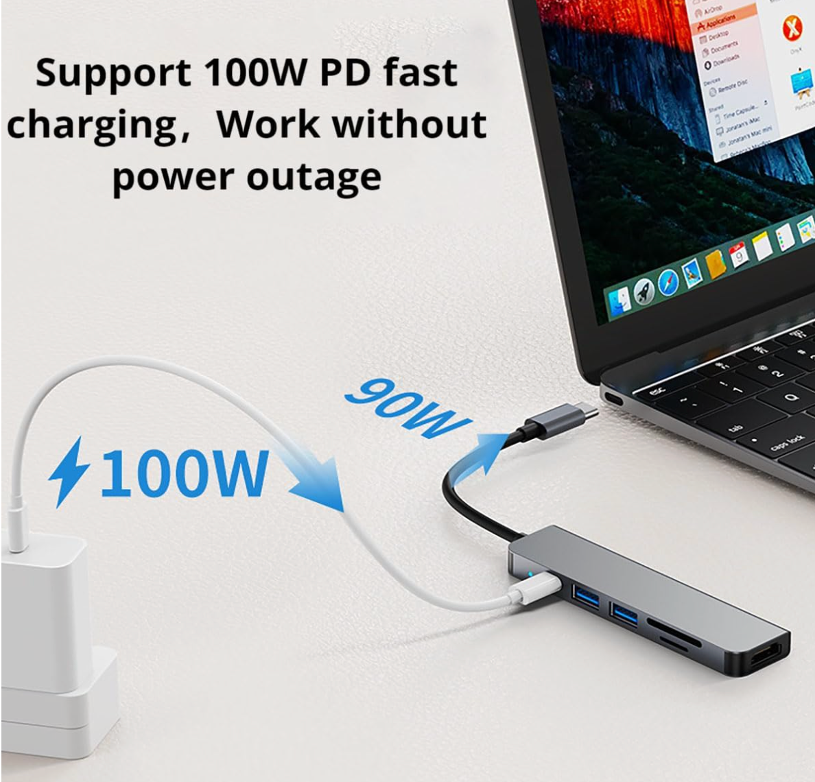 Hub USB-C 6 en 1 con HDMI 4K