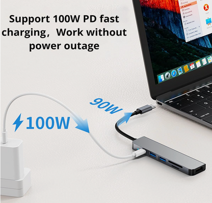 Hub USB-C 6 en 1 con HDMI 4K