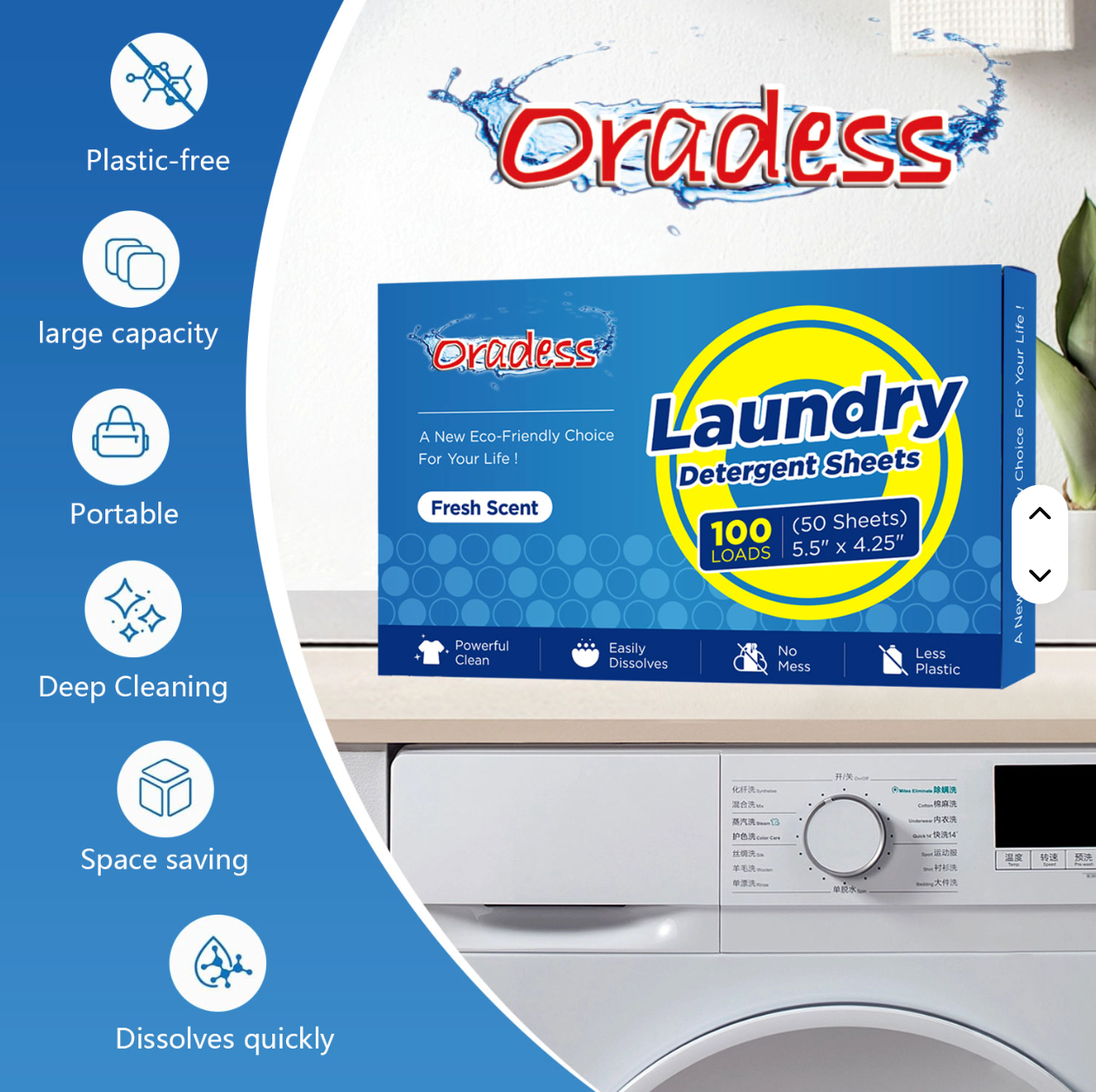 Láminas de Detergente Jabon para Lavarropas Oradess